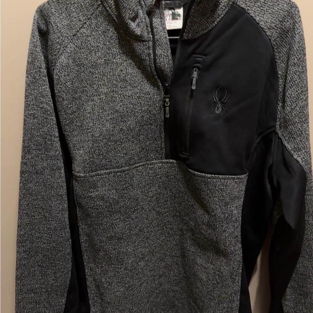 Spyder Zip Up Gray and Black Sweater